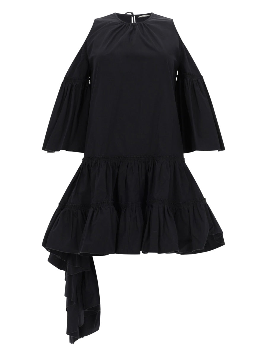 Dress With Ruffles, Black Cotton