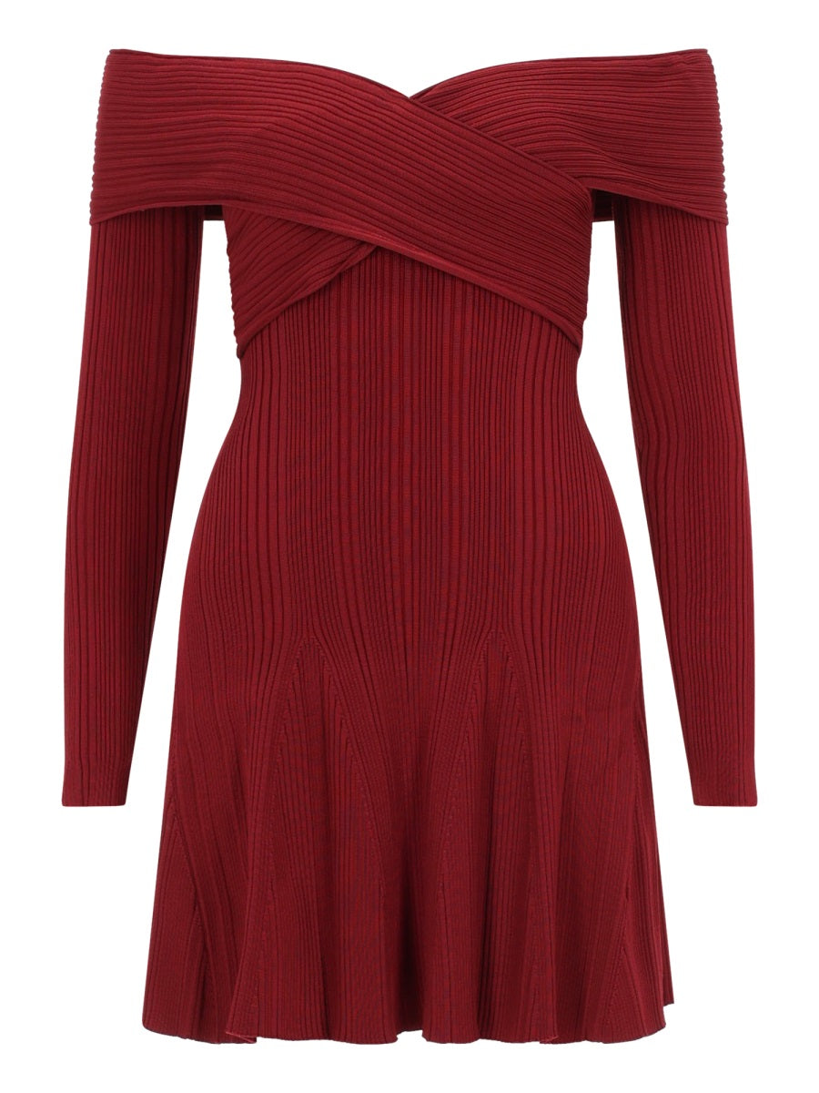 Mini Viscose Dress Burgundy
