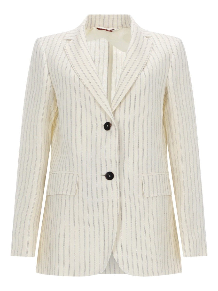 Linen Pinstripe Blazer White Jacket
