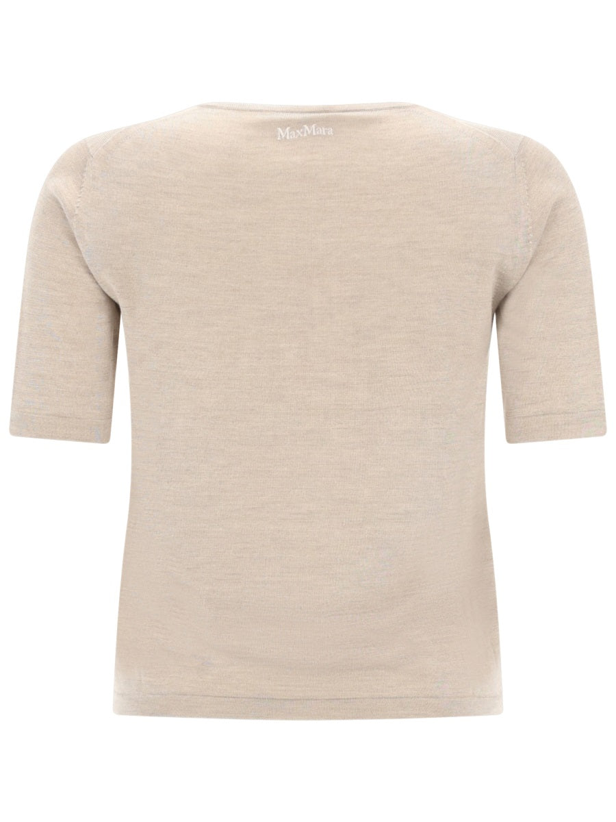 Silk And Cashmere Knit Top Beige Tops