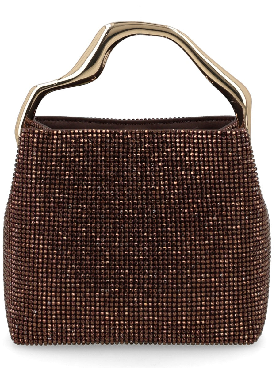 Handbag Solene Mini Brown Cz Rhinestone Mesh Handbags