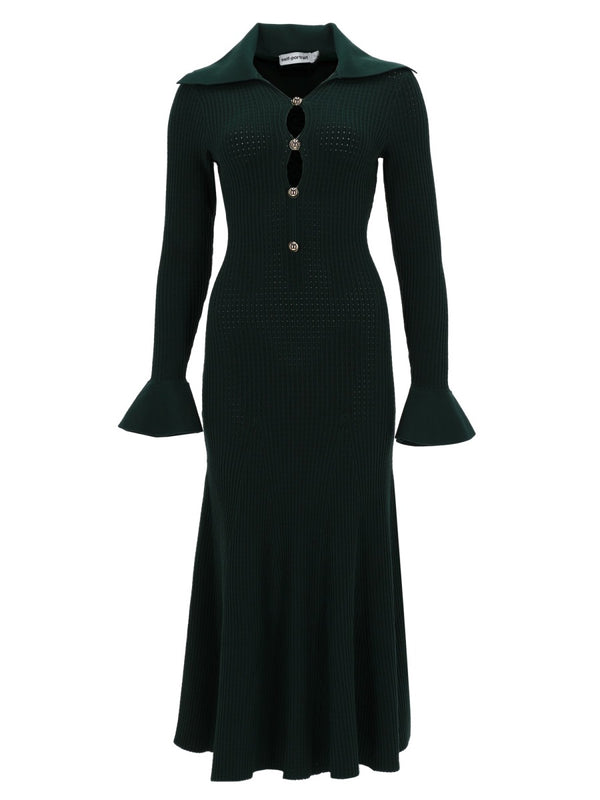 Midi Dress With Cut-Out Green Viscose