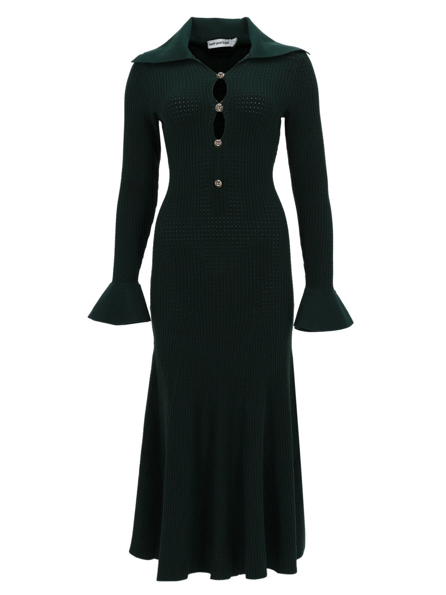 Midi Dress With Cut-Out Green Viscose