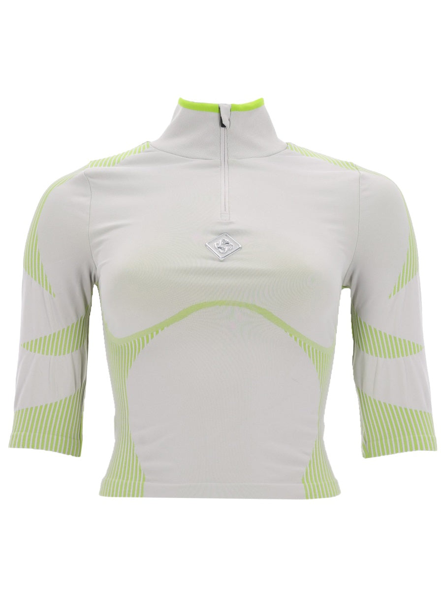 Top With Logo Grey Polyamide Polyester Elastane Tops