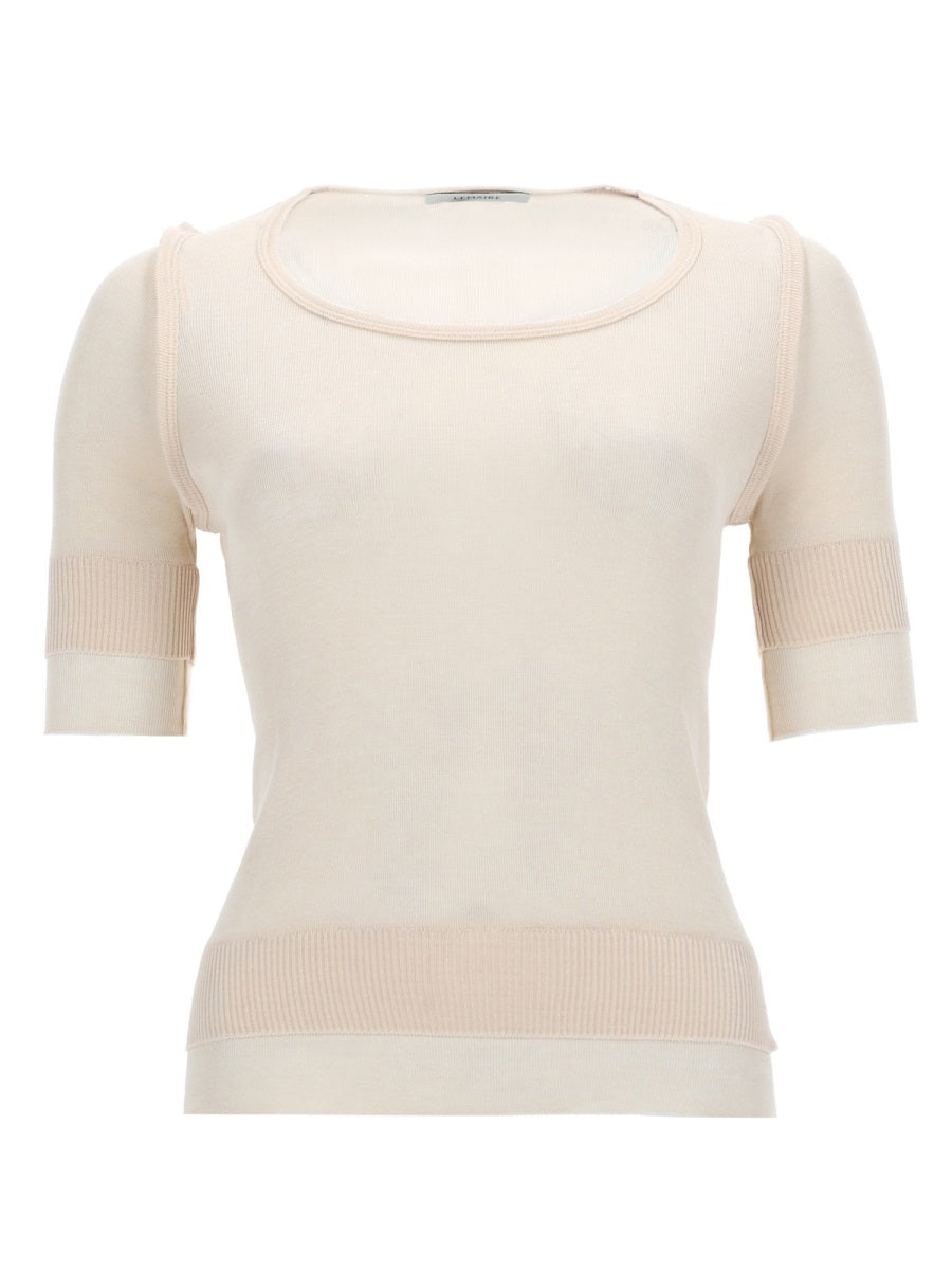 Top Trompe Loeil Beige Viscose Silk Tops