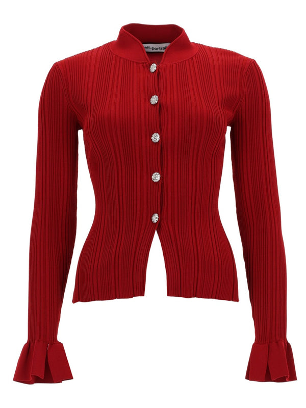 Cardigan With Jewel Buttons Red Viscose Jumpers