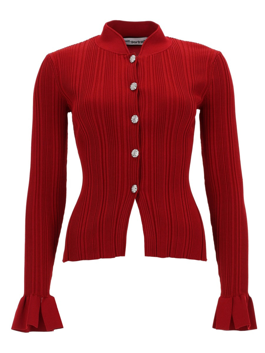 Cardigan With Jewel Buttons Red Viscose Jumpers
