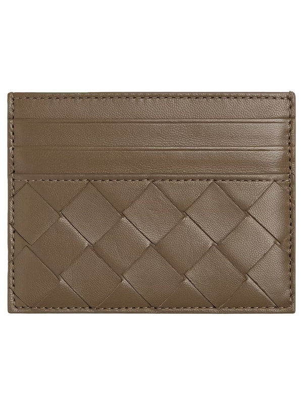 Card Case Intrecciato Leather Green Lambskin Wallets & Purses