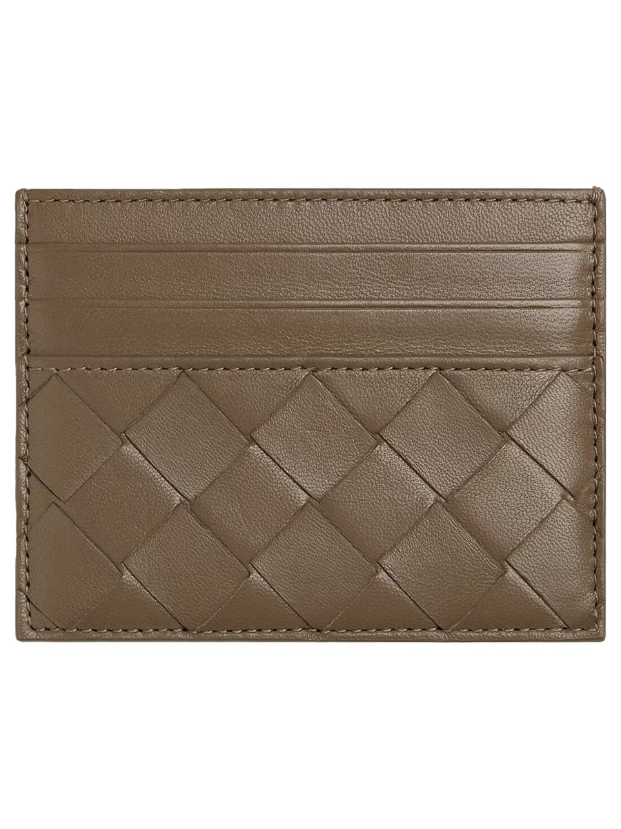 Card Case Intrecciato Leather Green Lambskin Wallets & Purses