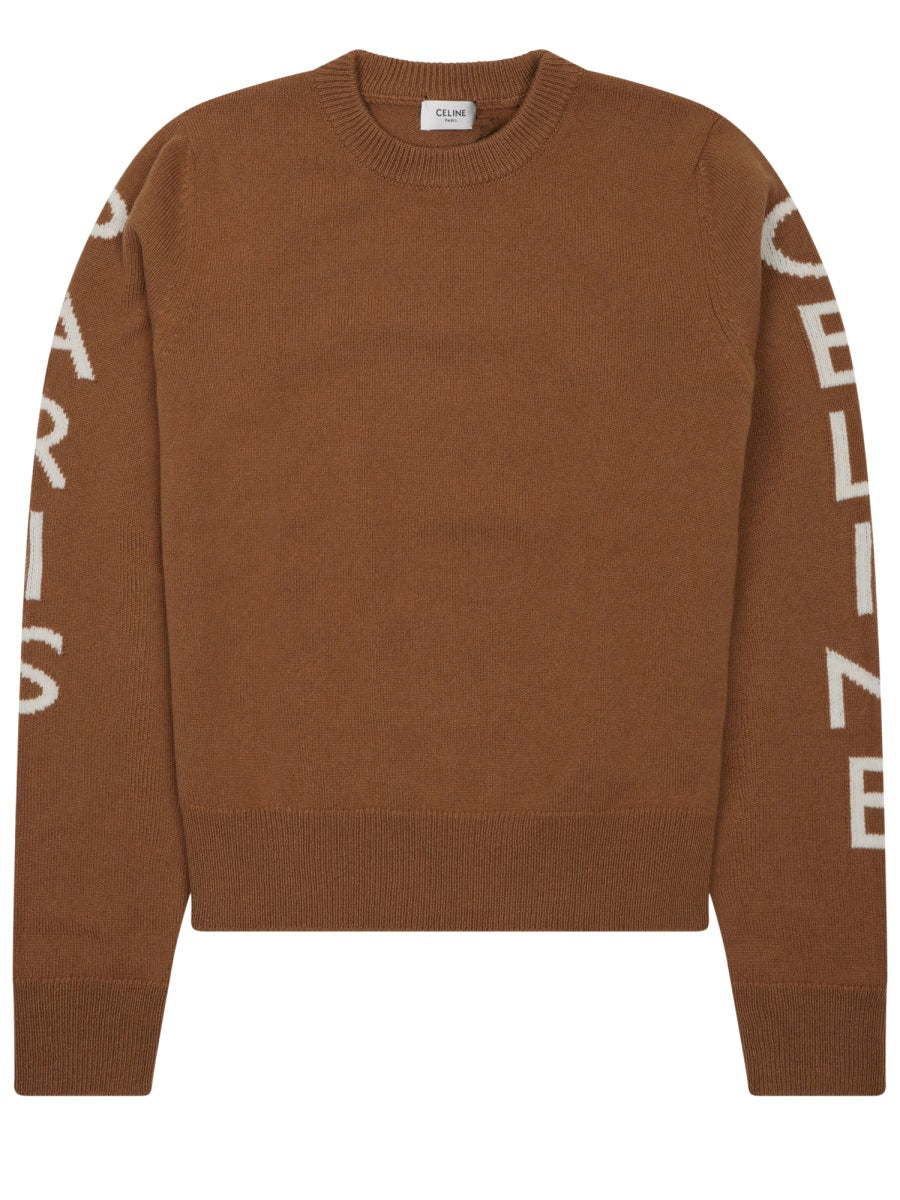 Wool Sweater With Logo Brown Jumpers