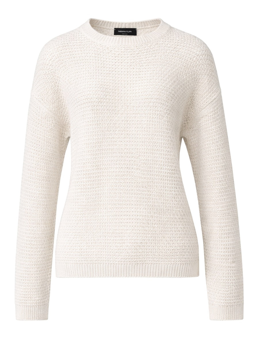 Sequined Shirt White Cotton Polyamide Polyester Jumpers