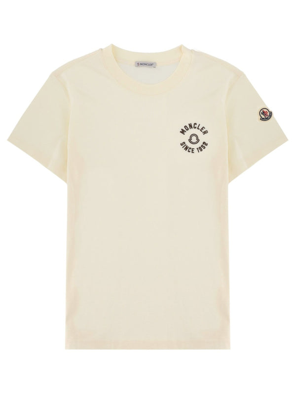 T-Shirt With Logo Ivory Cotton T-shirts