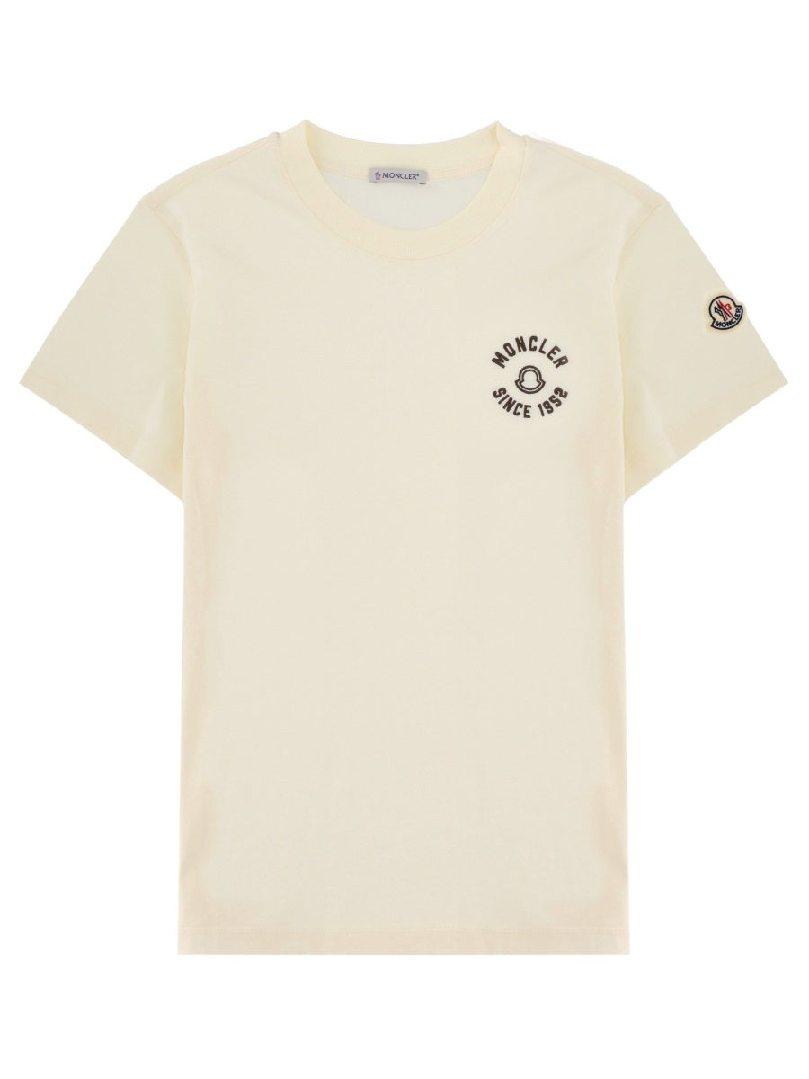 T-Shirt With Logo Ivory Cotton T-shirts