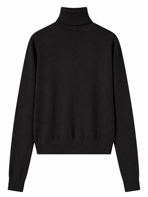 Wool Turtleneck With Embroidery Black Jumpers