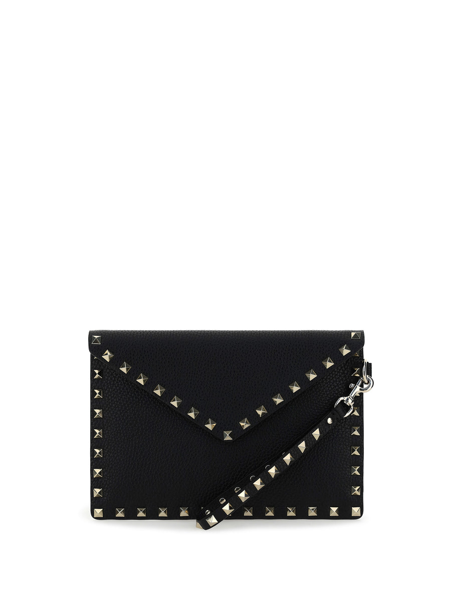 Leather Pouch Rockstud Black Calfskin Wallets & Purses