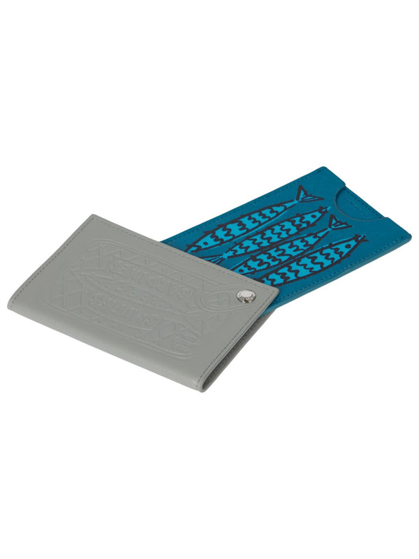 Card Holder Sardines Grey Leather Wallets & Purses