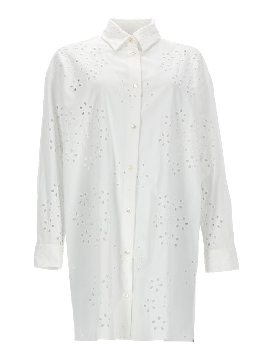 Long Shirt White Cotton Polyester