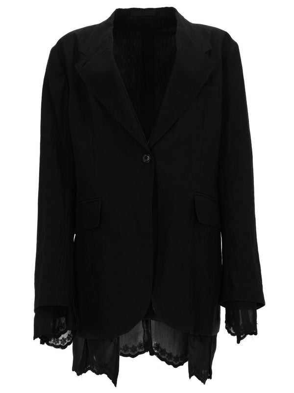 Blazer Reversible Black Linen Polyamide Jacket