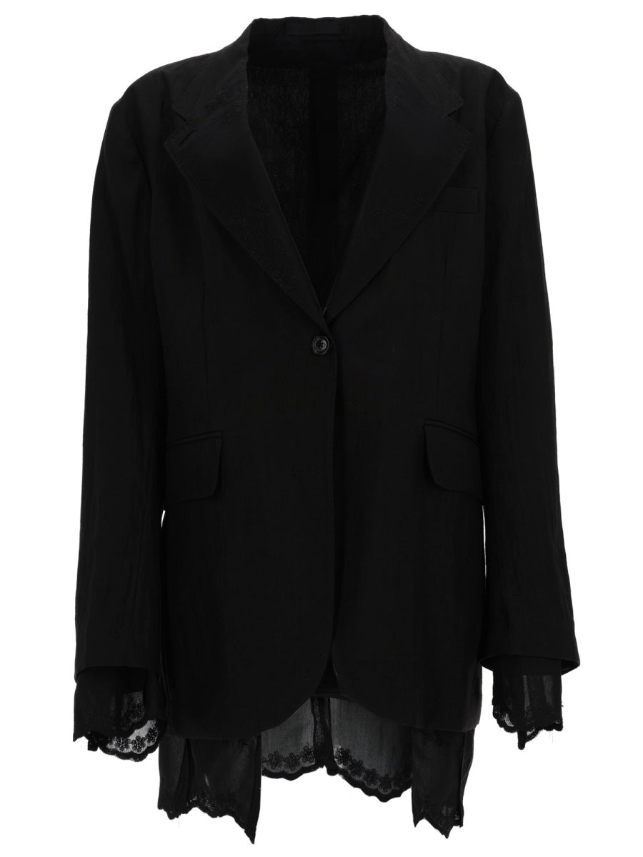 Blazer Reversible Black Linen Polyamide Jacket