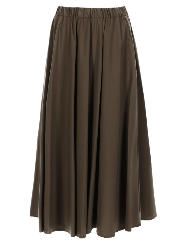 Skirt Poplin Midi Military Green Cotton