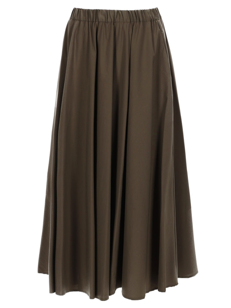 Skirt Poplin Midi Military Green Cotton