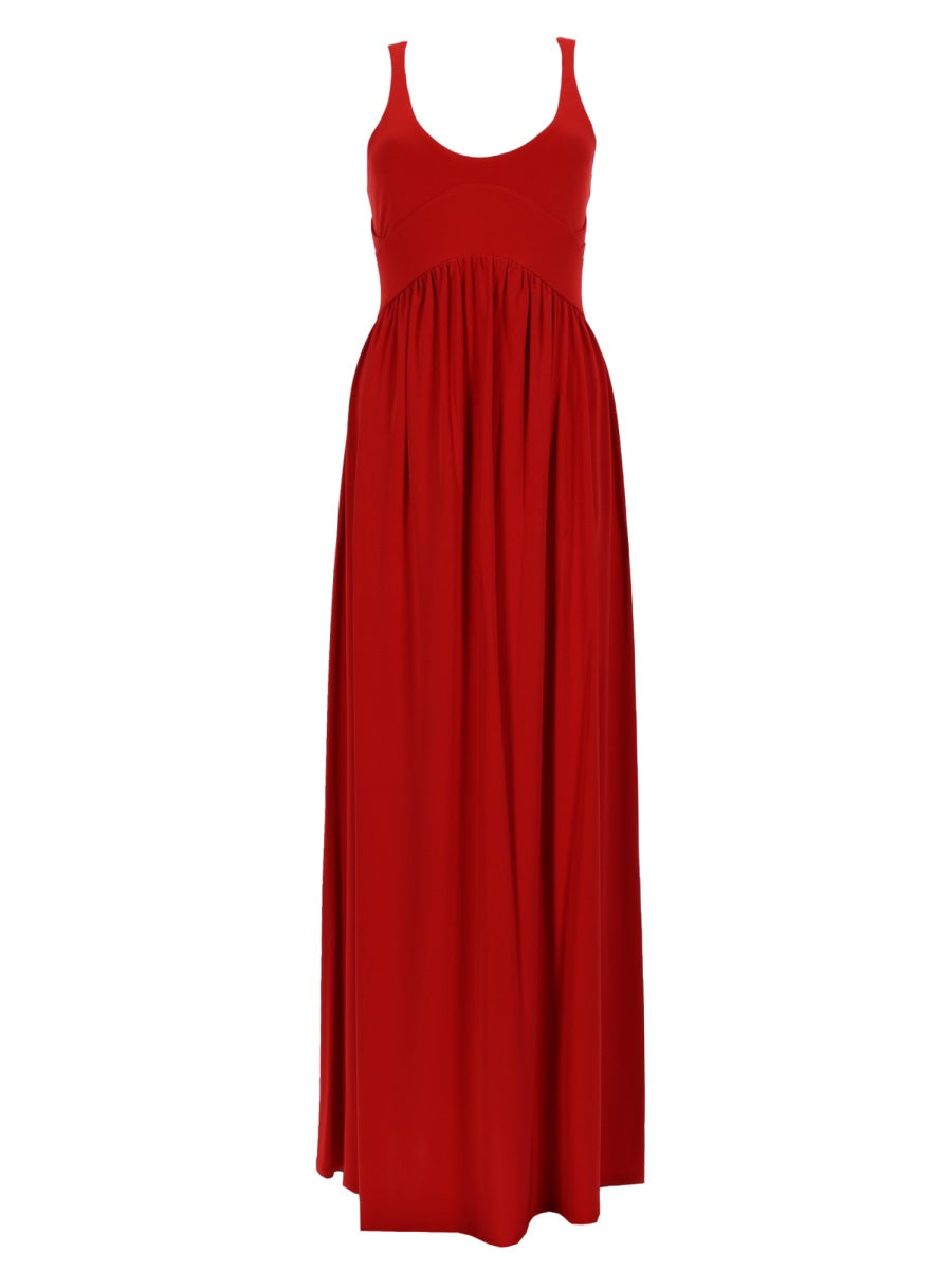 Crepe Jersey Long Dress Red Viscose