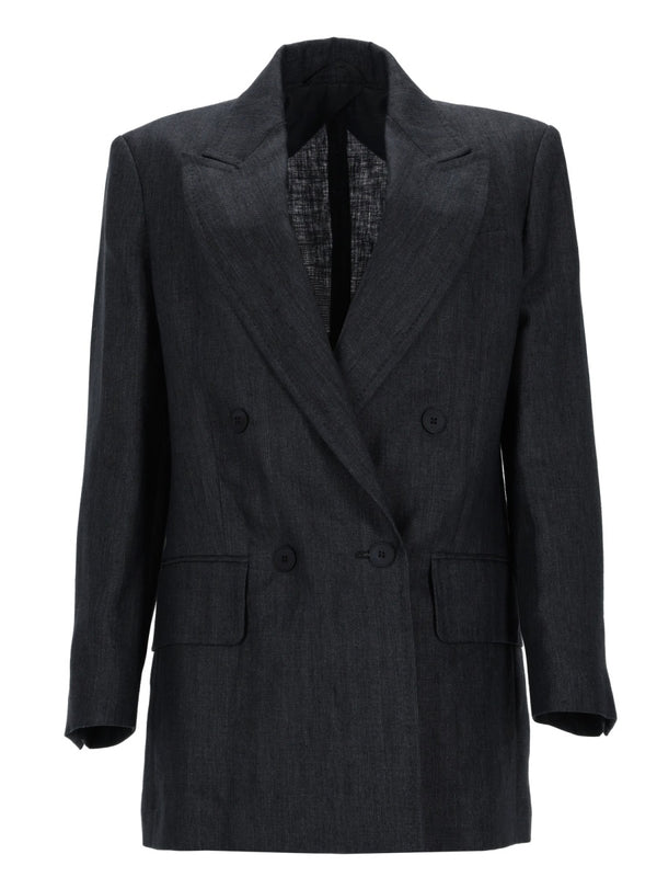Double-Breasted Jacket Olimpia Linen Charcoal