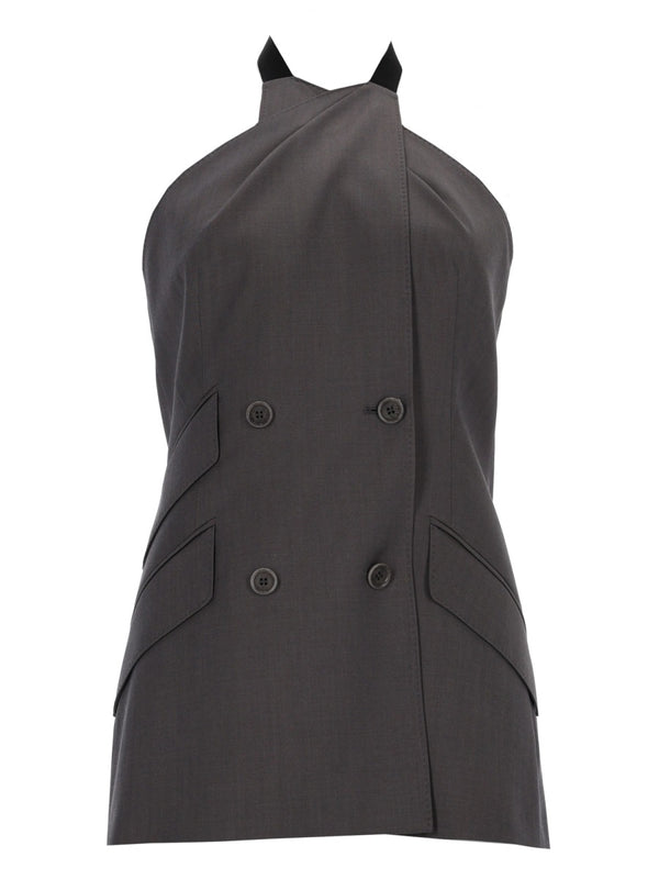 Sleeveless Wool Top Grey Tops