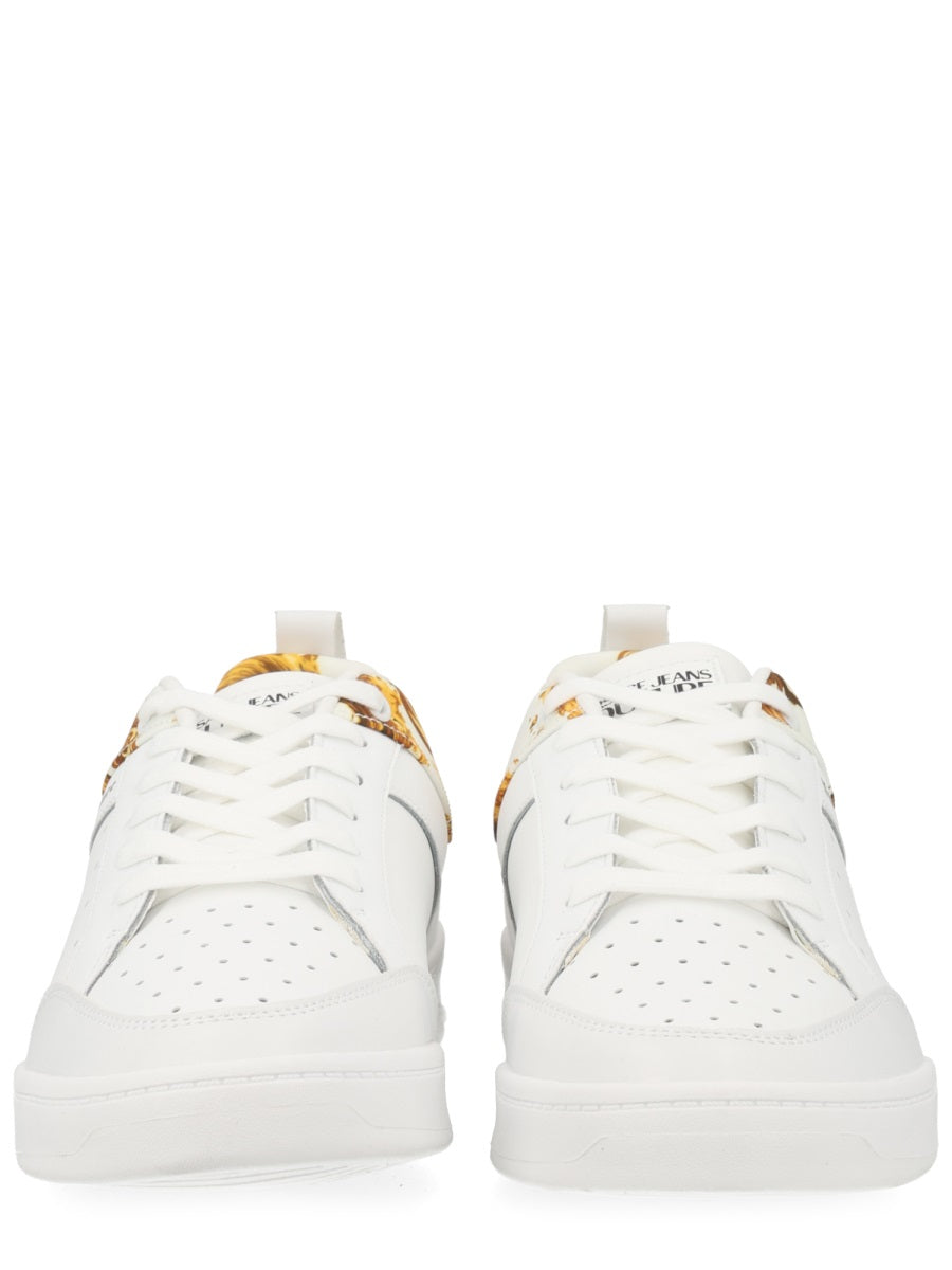Sneakers Weave Motif White Leather Trainers