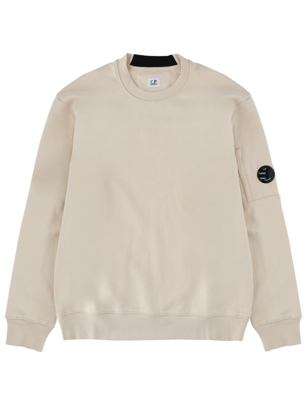 Sweatshirt With Logo Patch Ivory Cotton Sweatshirts