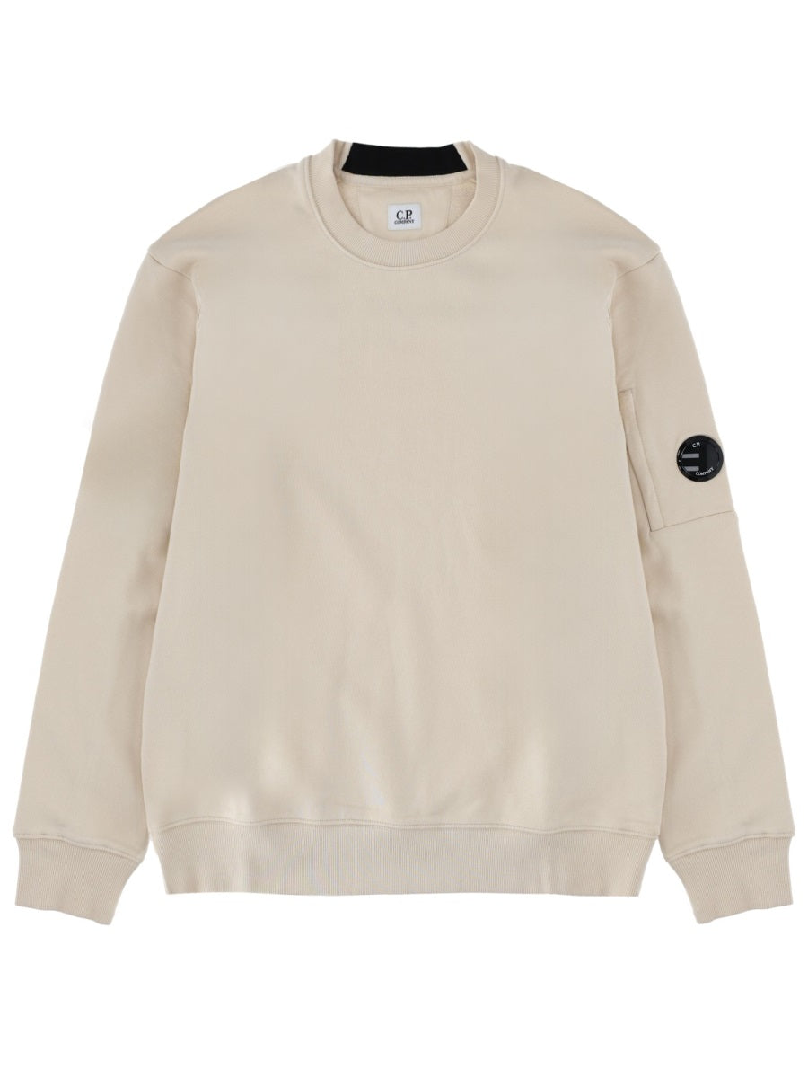 Sweatshirt With Logo Patch Ivory Cotton Sweatshirts