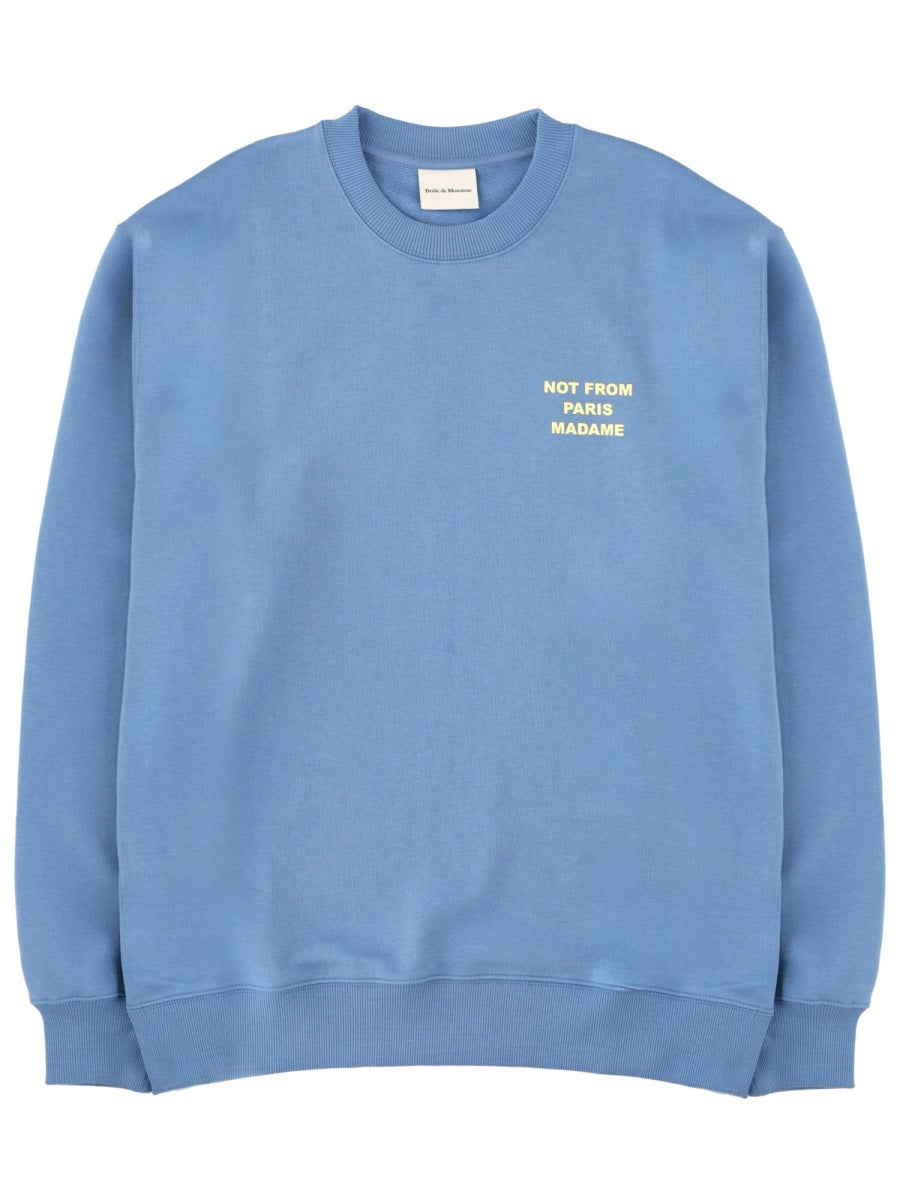 Sweatshirt Slogan Blue Cotton Sweatshirts