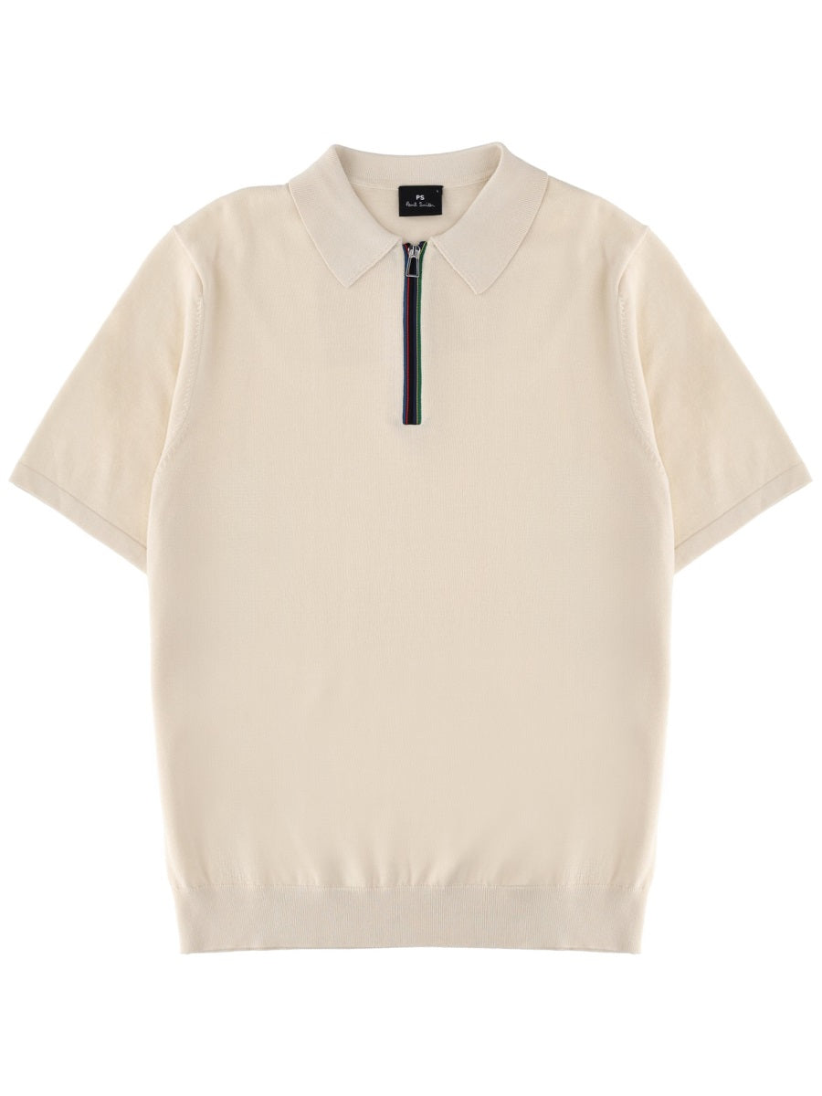 Polo Shirt Zip White Organic Cotton