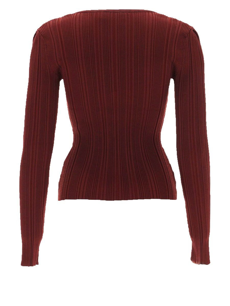 Top With Lace Detail Bordeaux Viscose Tops
