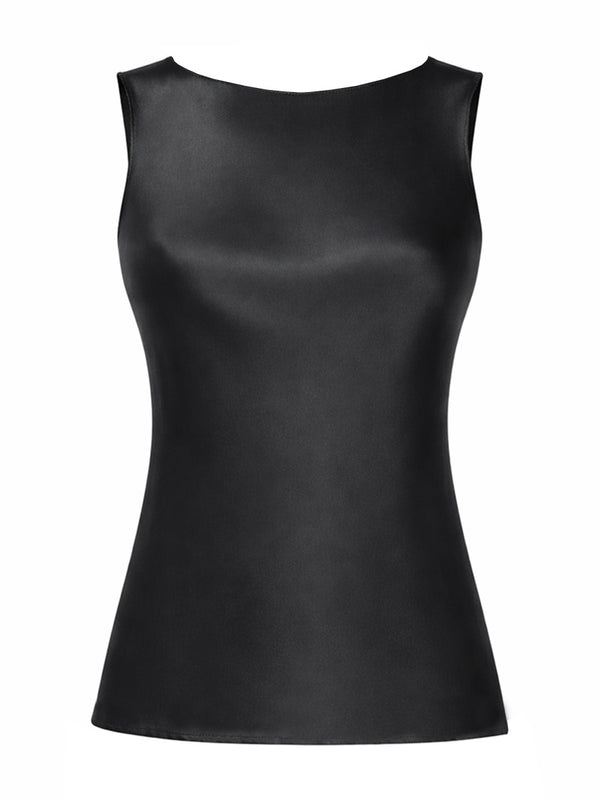 Top Draped Silk Black Tops