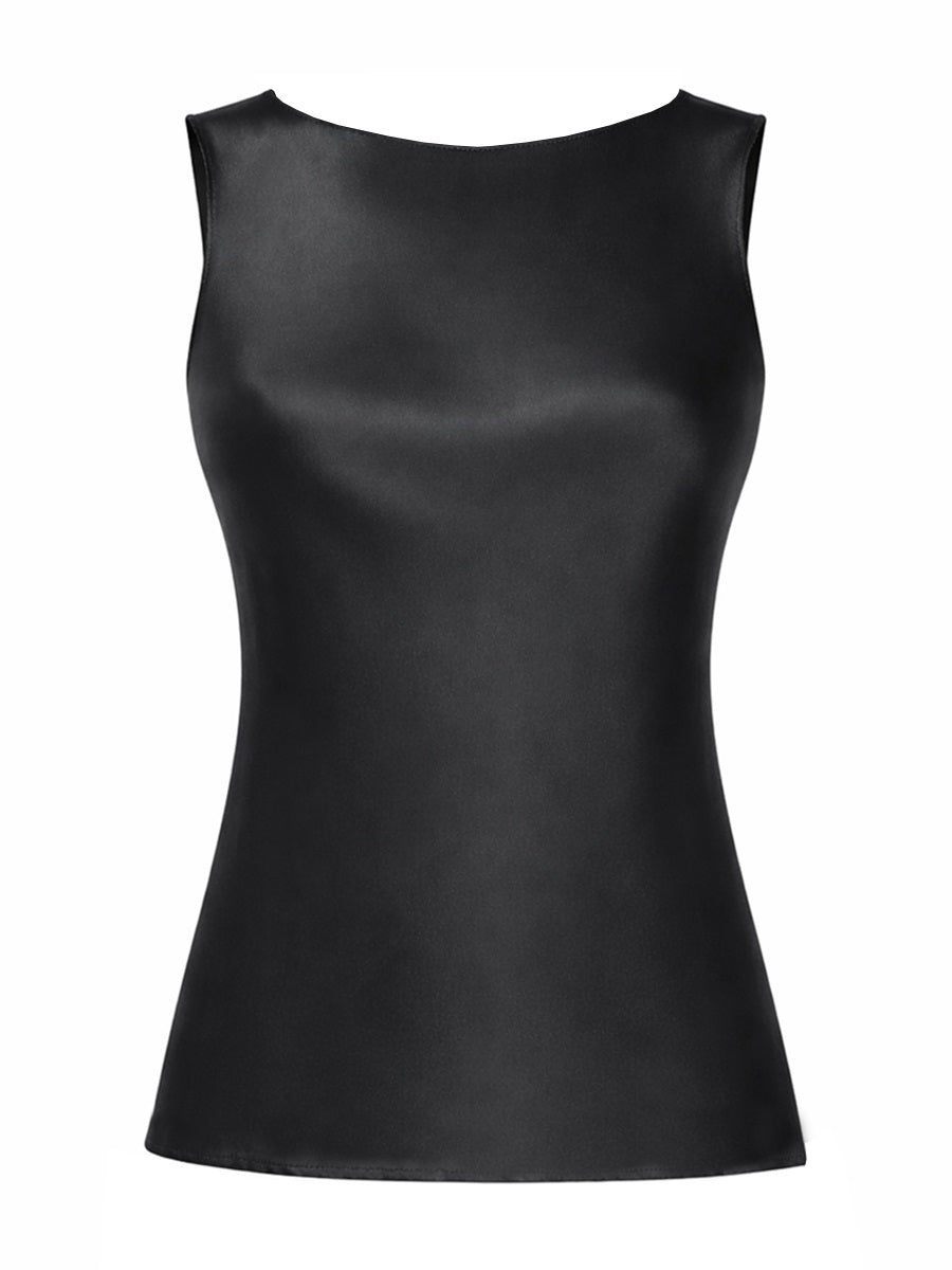 Top Draped Silk Black Tops