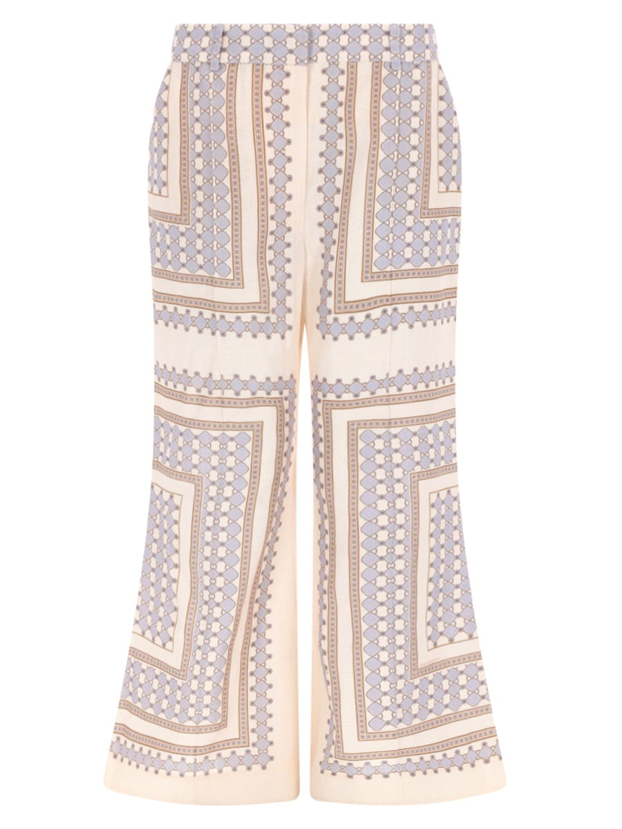 Trousers Bell-Bottom Beige Linen