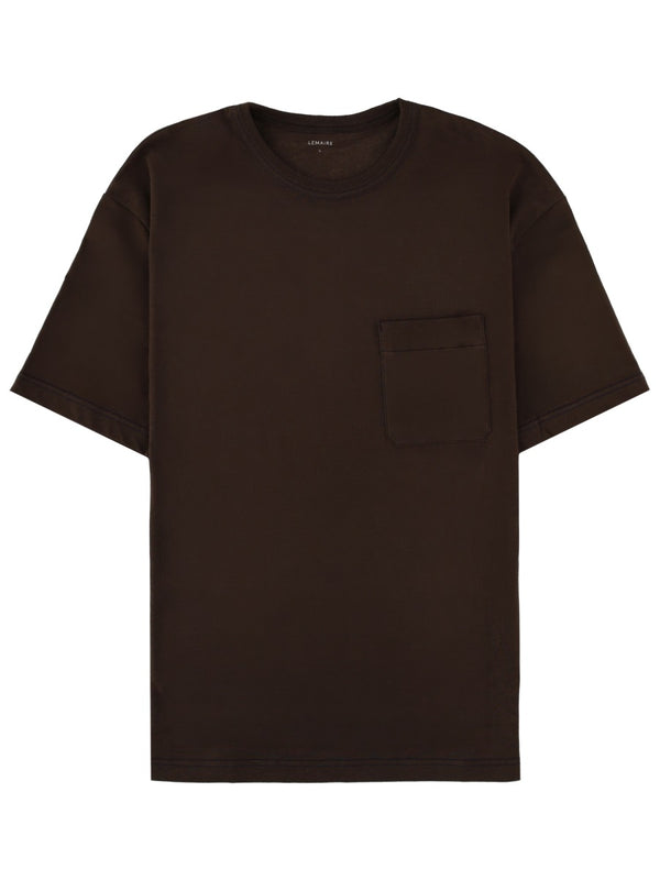 T-Shirt With Pocket Brown Cotton T-shirts