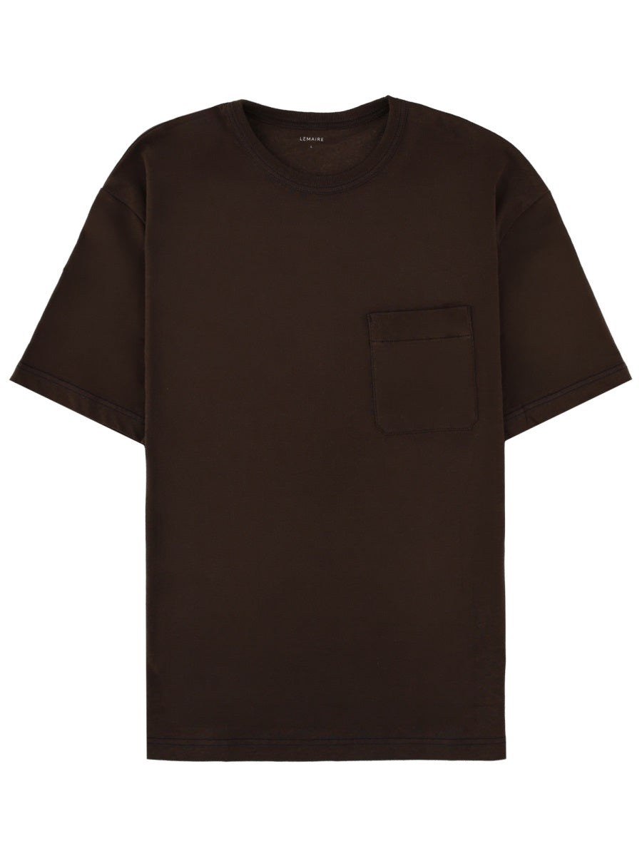 T-Shirt With Pocket Brown Cotton T-shirts