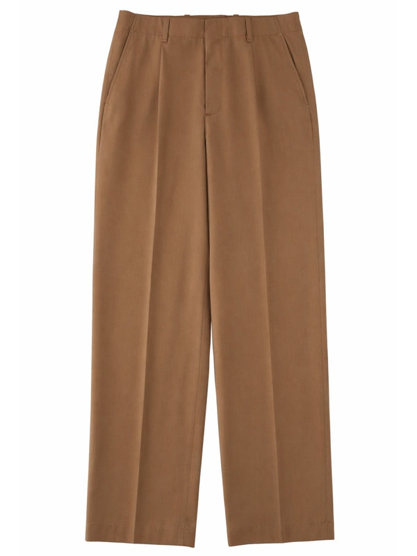 Trousers Tailored Pleated Brown Virgin Wool
