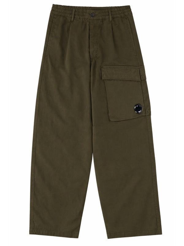 Cargo Trousers With Patch Logo Green Cotton