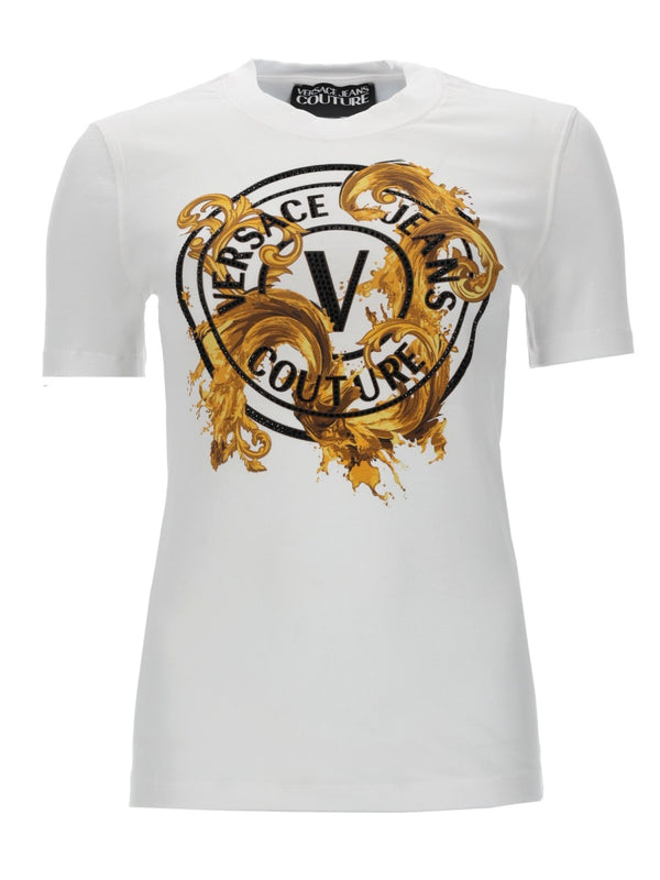 T-Shirt With Logo Print White Cotton T-shirts