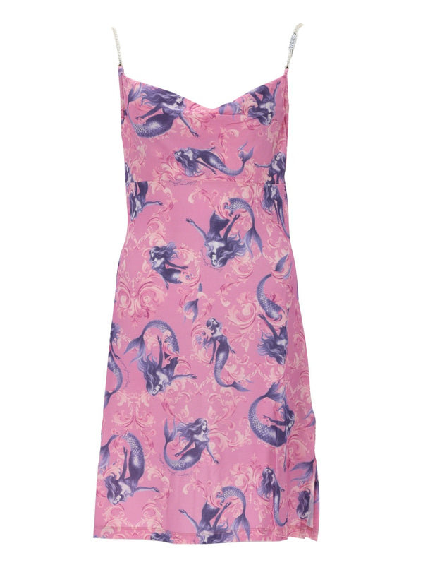 Mini Dress Satin Pink Viscose