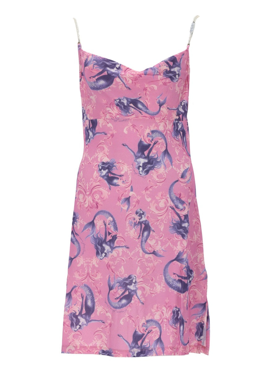 Mini Dress Satin Pink Viscose