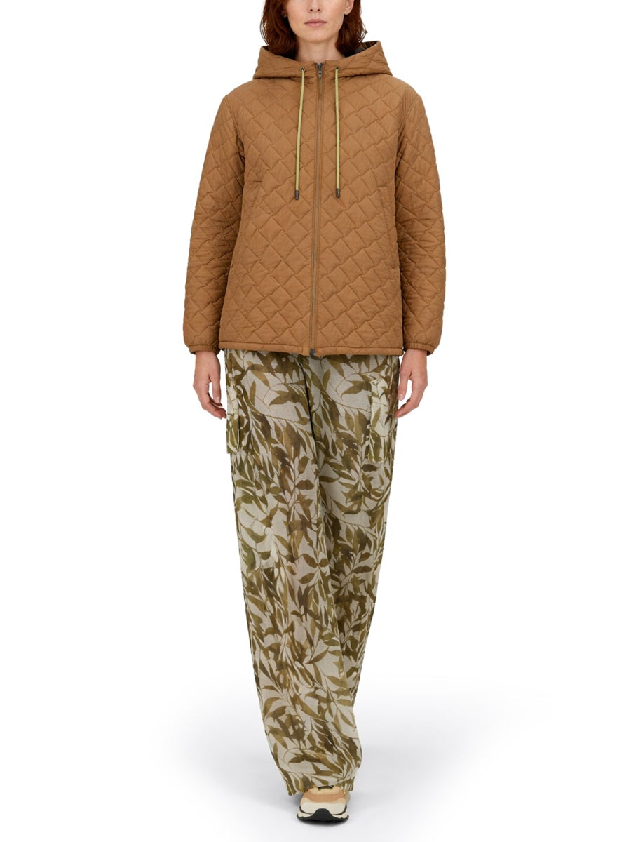Quilted Hooded Jacket Brown Polyamide