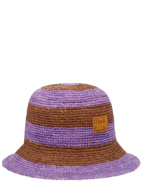 Hat With Logo Patch — Purple Raffia