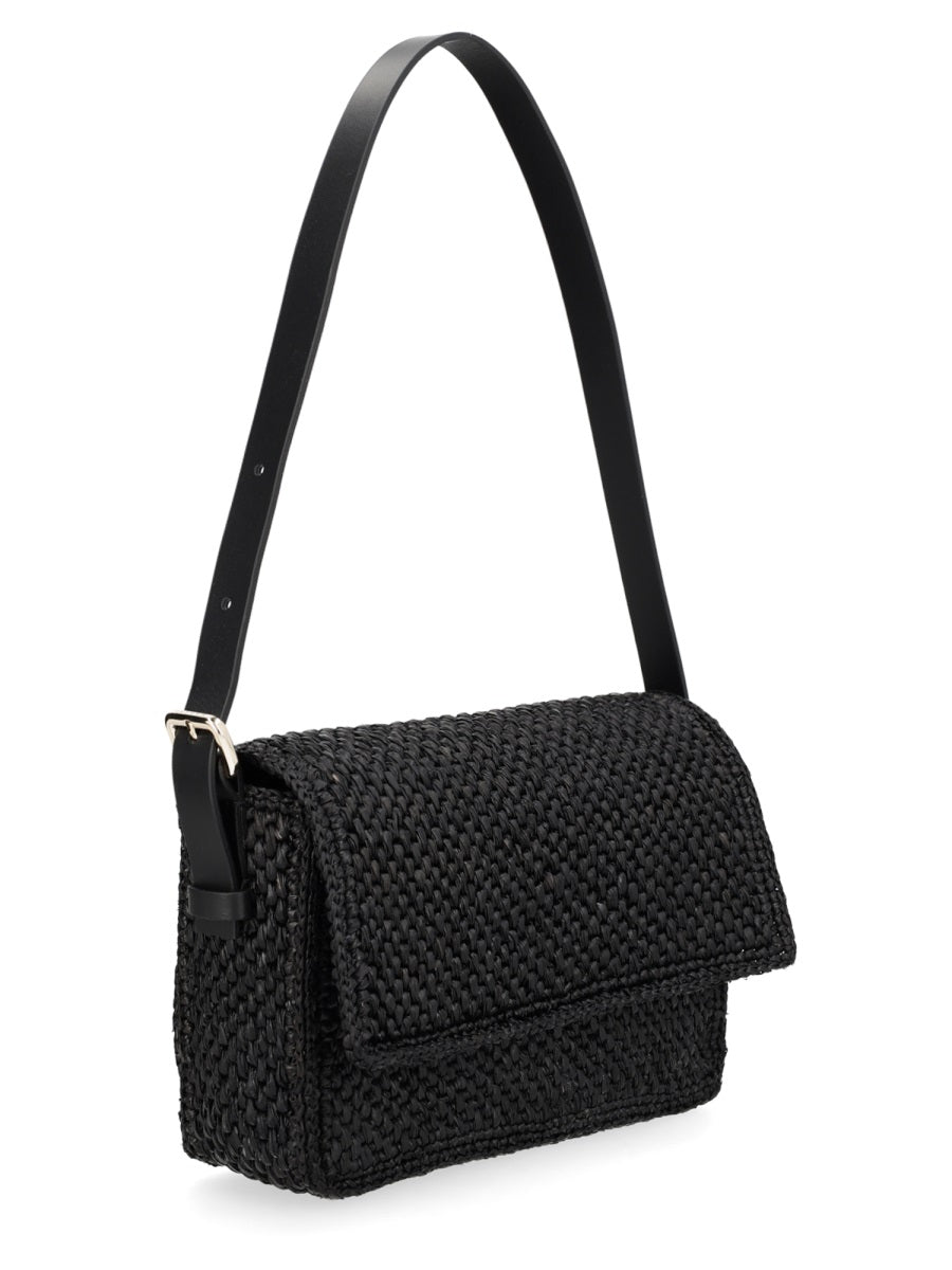Shoulder Bag Paloma Black Raffia Natural