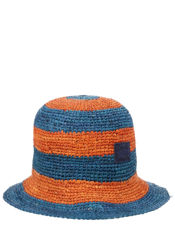 Straw Hat With Patch Logo - Blue