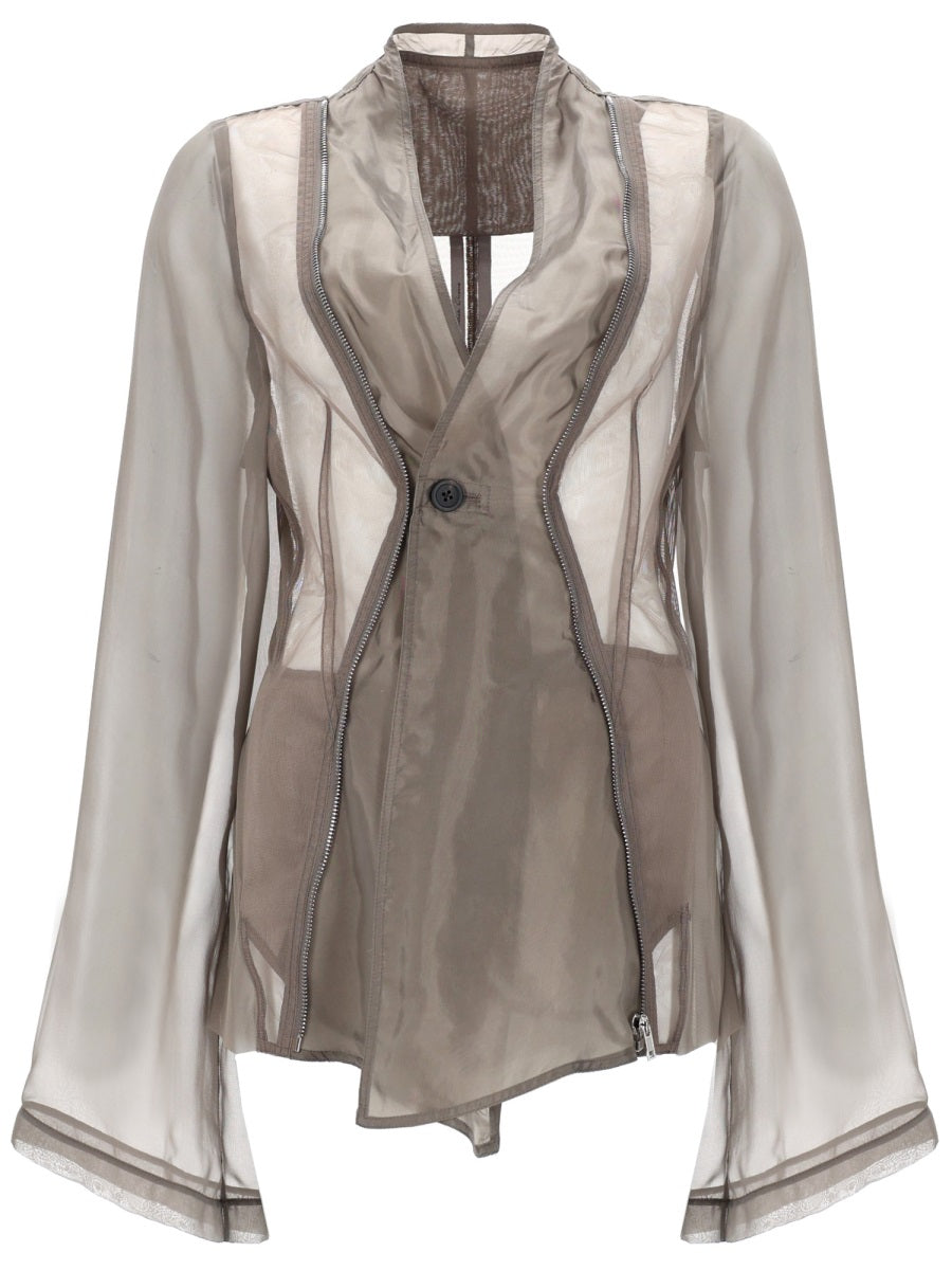 Single-Breasted Jacket Stag Grey Polyamide - Silk