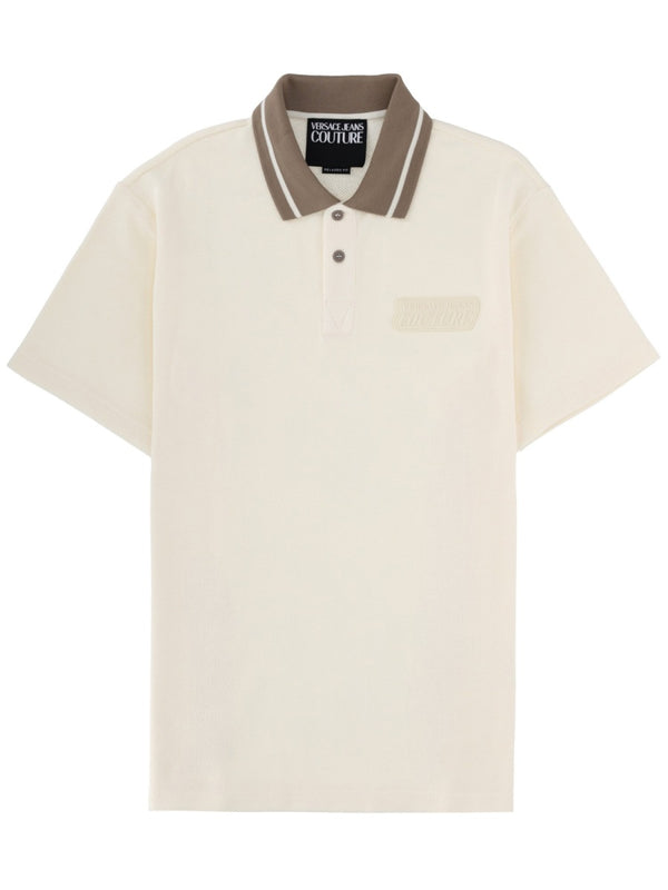 Polo Shirt Patch Logo Ivory Cotton